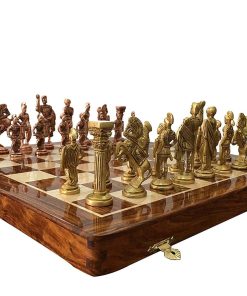 Juego de ajedrez de latón plegable con almacenamiento de