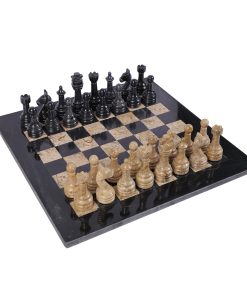 Juego de ajedrez de mármol de lujo de 15 -Negro y Coral