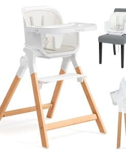 Silla Alta Plegable de Madera Ezebaby, Silla Alta -Blanco Só