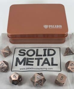 Juego Completo de Dados de Metal Bronce en Caja de Regalo