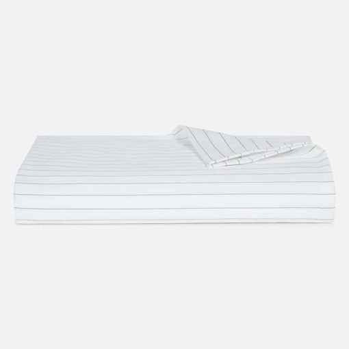 Linenbundle Sabana Plana de Lujo Suave y Sedosa - 500 Hilos, Transpirable, Elegante Comfort, Sin Arrugas, 100% Algodon de Fibra Larga, Certificado Oeko-TEX, Rey Rayas Grises
