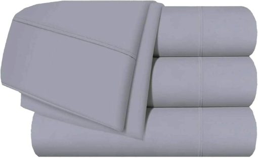 Juego de sabanas para camas ajustables Split California King de 5 piezas, juego de sabanas Split California King de 800 hilos 100% algodon egipcio, bolsillo profundo de 18", sabanas ajustables de cama, color plateado solido - Imagen 3