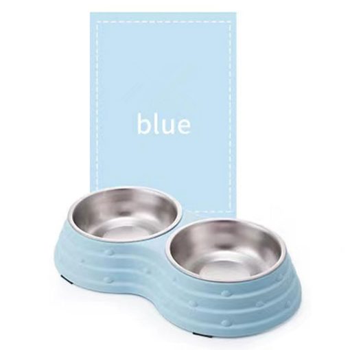 Tazon para Perros Angeer Tazon para Mascotas Antivuelco y Antideslizante Doble Tazon para Perros Plato para Perros Tazon para Gatos Acero Inoxidable Facil de Limpiar Tazon para Beber Base con Almohadilla Antideslizante (Azul-Grande) - Imagen 8