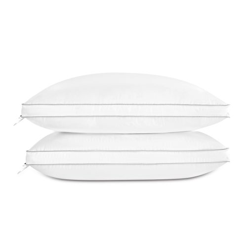 Almohada de Pluma de Lujo Globon King Size, Baja y Suave con Relleno de Plumas para Dormir, Almohada Esponjosa de Coleccion de Hotel, 18"X34", Juego de 2