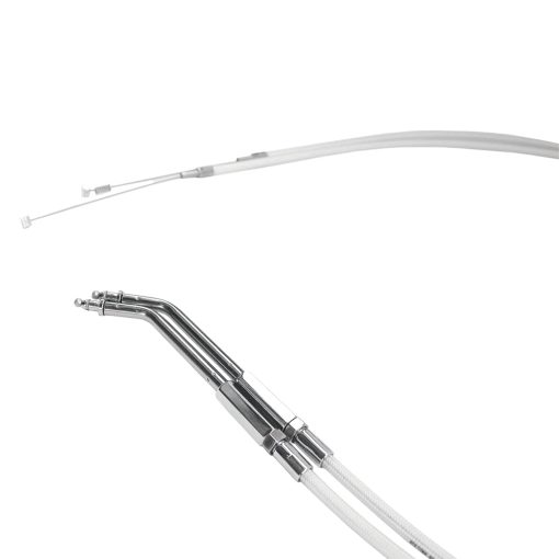 Cable de acelerador inactivo trenzado de acero inoxidable 47.0" blanco perla plateado POWER JAMES apto para Harley Davidson - Imagen 3