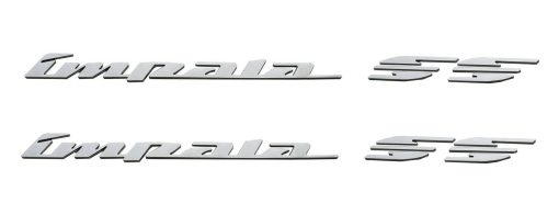 2Pcs 94-96 Emblemas de Panel Trasero de SS de Impala Ss 3D Insignia de Letras Calcomania de Auto Placa de Nombre Repuesto para SS (Cromo)