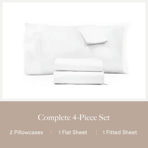 Juego de sabanas de la Coleccion Lux de Jennifer Adams, juego de 4 piezas de sabanas y fundas de almohada de microfibra - Ultra suave, transpirable y resistente a las arrugas para cama tamano Queen (Blanco) - Imagen 5