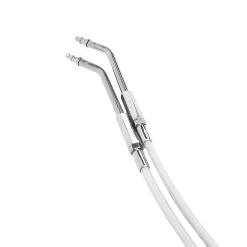 Cable de acelerador inactivo trenzado de acero inoxidable 47.0" blanco perla plateado POWER JAMES apto para Harley Davidson - Imagen 4