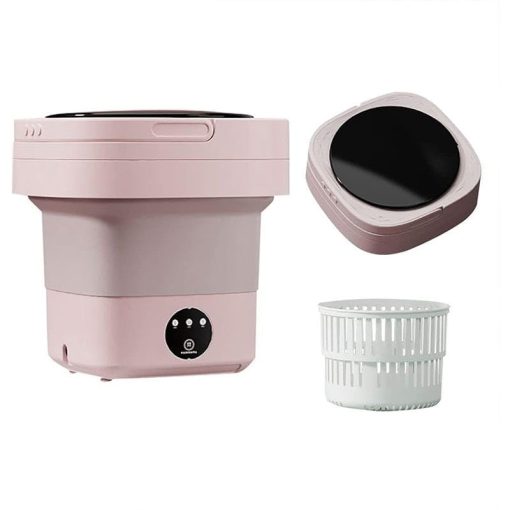 Lavadora Portatil, Mini Lavadora con Capacidad para ropa interior, ropa de bebe o articulos pequenos, Lavadora Plegable de Viaje (Rosa)