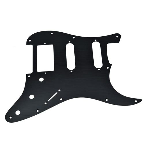 Pickguard de Guitarra HSS Strat Estilo Moderno de Aluminio Anodizado de 11 Agujeros Dopro para Americano/Mexicano - Negro