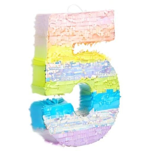 PInATA DEL NuMERO 5 DE BLUE PANDA - Pinata grande del numero 5, Pinata de arco iris pastel, Decoraciones para el 5to cumpleanos de ninas (21x14.7x4 pulgadas) - Imagen 8