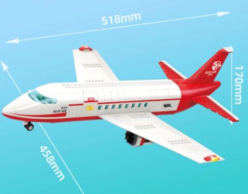 Avion de Pasajeros Blanco y Rojo del General Jim con 720 Piezas de Bloques de Construccion Modulares Juguete con Torre de Control, Vehiculo de Servicio y Motocicleta para Adolescentes y Adultos - Imagen 3