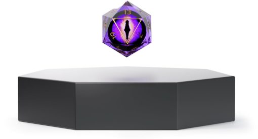 Ascendice - Dado flotante para D&D (Ojo de dragon morado y base negra mate)