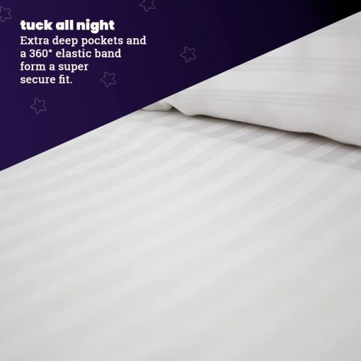 Juego de sabanas 100% Lyocell de Eucalipto de Sheets & Giggles - Todo Temporada, Fabricadas de manera Responsable, Naturalmente Refrescantes, Super Suaves, Absorbentes de Humedad, Equilibrantes de Temperatura, Veganas - Full, Rayas Blancas - Imagen 3