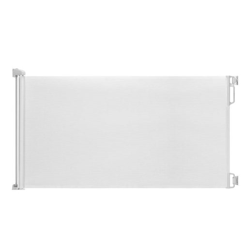 Puerta retractil extra ancha para bebes EasyBaby, 33" de alto, se extiende hasta 71" de ancho, Blanco/Puertas de seguridad para bebes, Puertas retractiles para mascotas para escaleras, puertas, pasillos, interiores y exteriores