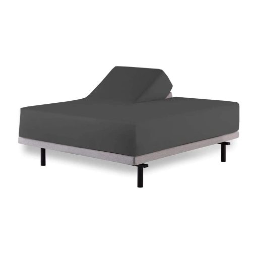 Juego de sabanas Flex Top King para camas ajustables - Sabanas de 100% algodon - Sabanas para cama Sleep Number Split King - Juego de sabanas de 4 piezas - Bolsillo profundo de 15", top Split king de color gris oscuro solido - Split Down 34" desde la parte superior - Imagen 2