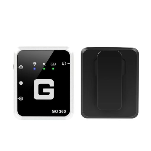 Microfono de solapa inalambrico G-MARK GO 360, Microfonos de solapa inalambricos de 2,4 GHz de doble canal con monitoreo en tiempo real del oido, ajuste de ganancia y silencio para entrevistas, vlogs, telefonos, camaras