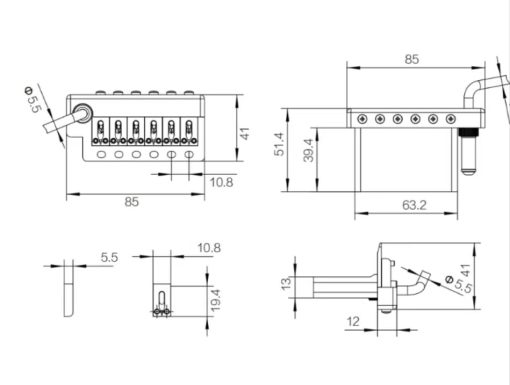 Puente de Tremolo de Guitarra Guyker con Espaciado de Cuerdas de 10.8MM con Selleta de Cobre y Bloque de Cobre y Resorte y Garra, Barra de Tremolo de Insercion, Kit de Instalacion Completo Cromado - Imagen 7