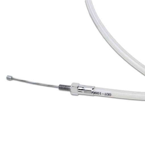 Cable de Embrague Trenzado de Acero Inoxidable Cromado Plateado Blanco 67.0" POWERJAMES para Harley Davidson Softail Dyna XL Touring - Imagen 3