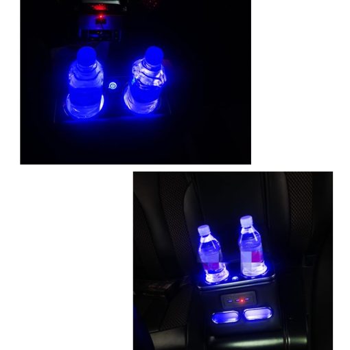 Consola de Asiento Trasero Universal RASNAUTO, Organizador de Centro de Consola con Luz LED, Puerto USB, Portavasos, Almacenamiento de Telefono, Caja de Almacenamiento Grande, Tapa superior acolchada Negra - Imagen 7