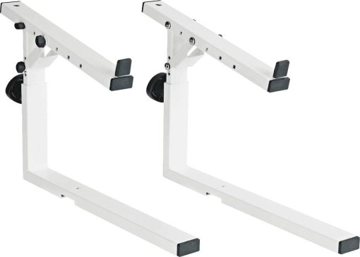 K&M Konig & Meyer 18811.000.76 Keyboard Stacker | Compatible con soporte de estilo de mesa K&M Omega | Agrega teclado, laptop, controlador MIDI, mezclador | Ajuste de altura/inclinacion/ancho | Acero | Hecho en Alemania Blanco