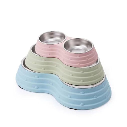 Tazon para Perros Angeer Tazon para Mascotas Antivuelco y Antideslizante Doble Tazon para Perros Plato para Perros Tazon para Gatos Acero Inoxidable Facil de Limpiar Tazon para Beber Base con Almohadilla Antideslizante (Azul-Grande) - Imagen 4