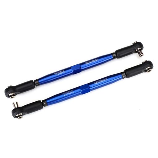 Traxxas TRA7748X Toe links, X-Maxx (TUBOS anodizados en azul, aluminio 7075-T6, mas fuertes que el titanio) (157mm) (2) / extremos de varilla