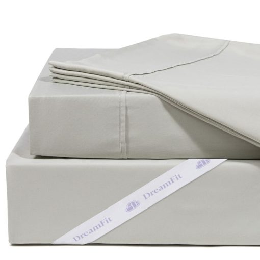 Juego de sabanas refrigerantes DreamFit DreamCool 100% algodon egipcio con correas elasticas de esquina para cama ajustable bolsillo extra profundo fabricado en EE. UU. Juego de sabanas Split King Sage