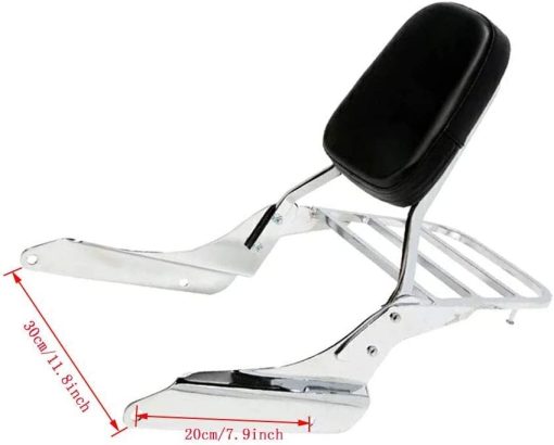 Respaldo Sissy Bar con Parrilla de Equipaje Almohadilla de Respaldo Compatible con Honda Shadow VT600 VLX600 1999-2008 - Imagen 2