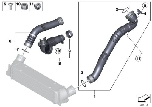Manguera de Intercooler Turbo Pipe Turbocharger Hose Compatible con BMW para X1 Z4 (OE: 7607941) | Conector Henn | PA14 - Imagen 4