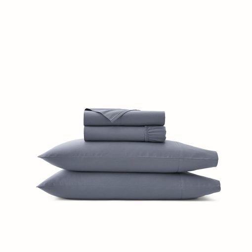 Juego de sabanas BOLL & BRANCH Percale Hemmed - Individual, Mineral - Lujo 100% Algodon Organico, Naturalmente Refrescante - 1 Sabana Plana, 1 Sabana Ajustable, 2 Fundas de Almohada
