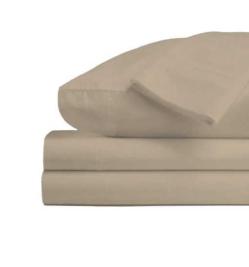 Juego de sabanas de algodon Pizuna tamano King Simply Taupe, 600 hilos Juego de sabanas y fundas de almohada de algodon de fibra larga tejido de sabana sateen, Sabanas de bolsillo profundo se ajustan a 15 pulgadas