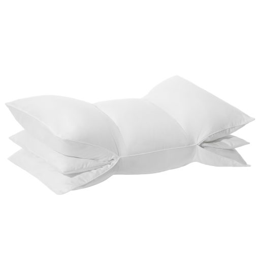 Almohada SerenLuna SlumberWing para dormir de lado, alivio de presion en el hombro, almohadilla ajustable en altura y firmeza, relleno premium de 95% de plumon de ganso blanco, soporte ergonomico para alineacion espinal con funda de almohada de ultra-algodon