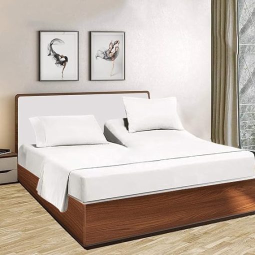 Juego de sabanas superiores para camas ajustables Split King, Juegos de sabanas de mitad de cama Split King para camas ajustables con bolsillo de 18", 34" Juegos de sabanas divididos superiores 800 TC 100% algodon (ajustado de mitad dividido), blanco solido
