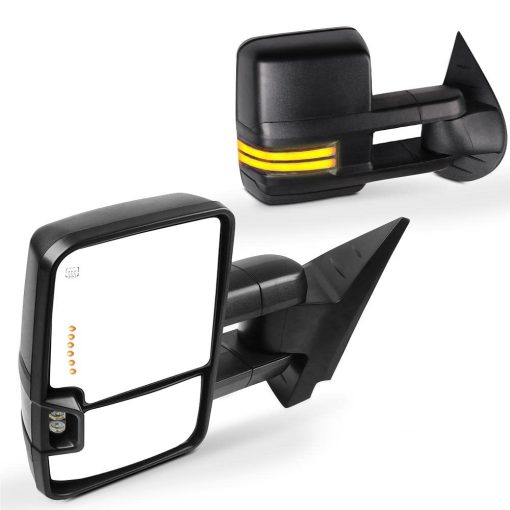 Espejos de remolque SCITOO para 2014 2500 HD 3500 HD 2007 Pickup Tahoe Suburban Avalanche Yukon XL 2008-2013 Denali con luces de reversa, senal de giro con flecha, control de potencia y calefaccion
