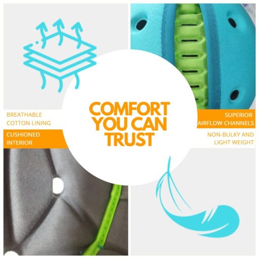 Casco de seguridad para bebe SafeheadBABY galardonado con premios Casco para bebe para gatear y caminar Ultraligero Protector de cabeza para bebe expansible y transpirable Cascos de proteccion para la cabeza del bebe - Dino Verde - Imagen 5