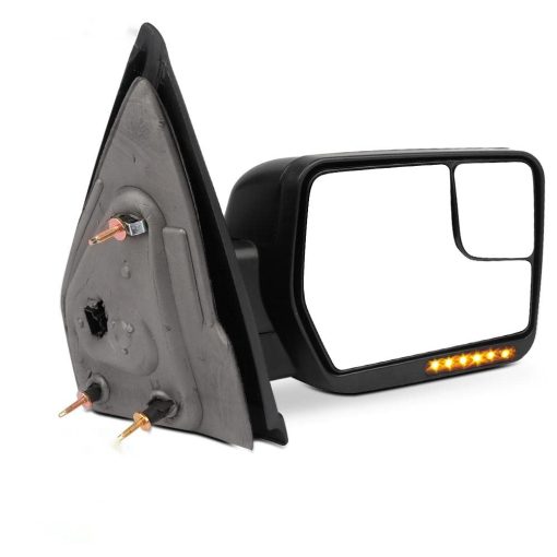 Espejo de remolque SCITOO para Ford F150 con luces de charco espejo retrovisor negro para Ford F150 2004-2014 con senal de giro reflectante, control de potencia, calefaccion y plegado manual (lado del pasajero)