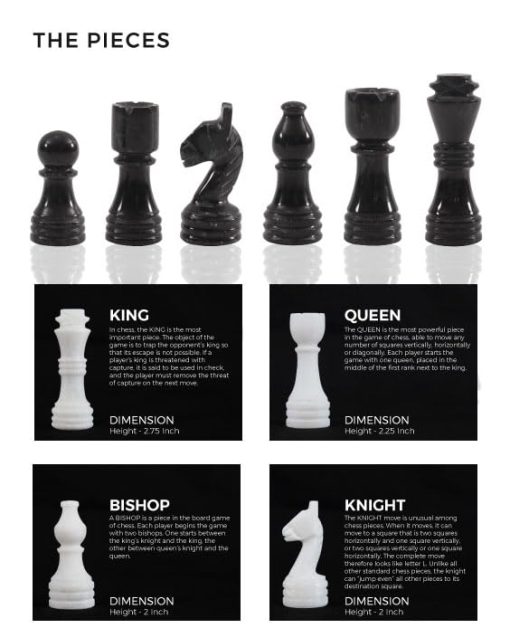 Juego de ajedrez de marmol Radicaln de 12 pulgadas en blanco y negro - Juego de ajedrez hecho a mano, Tablero de ajedrez de marmol, Juego de mesa de damas familiar, Juego de ajedrez deportivo y al aire libre - Imagen 5