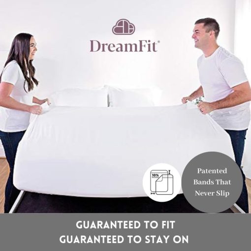 Set de sabanas DreamFit DreamCool 100% algodon egipcio enfriador con correas elasticas en las esquinas para cama ajustable bolsillo extra profundo fabricado en EE. UU. Juego de sabanas Split Head California King Gray - Imagen 5