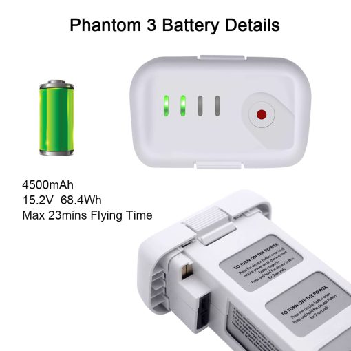 Bateria de reemplazo para DJI Phantom 3, paquete de 2 baterias inteligentes para DJI Phantom 3 Professional, Phantom 3 Advanced, Phantom 3 Standard, Phantom 3 4K, Phantom 3 SE, bateria extendida de 4500mAh - Imagen 2