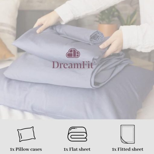 Juego de sabanas DreamFit DreamChill de bambu refrescante para durmientes calurosos con correas elasticas en las esquinas de 20 pulgadas Bolsillo extra profundo Transpirables Seda suave 100% Hecho en EE. UU. Juego de sabanas Twin XL Gris - Imagen 6