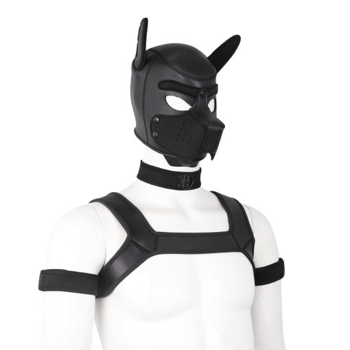 Mascara de Perro Neopreno Completa con Capucha Desmontable para Cachorros QUYUWOWO (Negro, Kit de Mascara) - Imagen 3