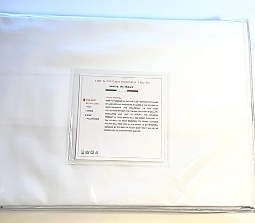 Juego de Sabanas de 4 Piezas 200tc de la Coleccion de Lujo Portofino & Bellino Italy en Algodon 100%-Calidad de Hotel Percale Crisp & Moisture-Wicking Light Bedding (King (Estandar E.U.), Bellino Simple Stitch), Blanco - Imagen 4