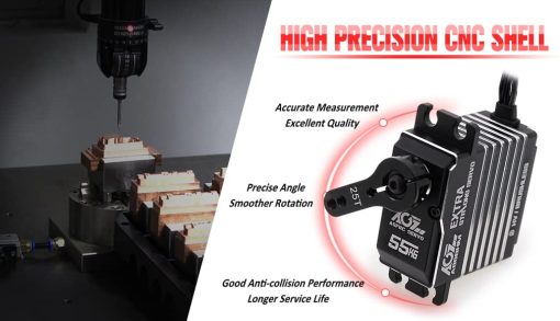 AGFRC 55KG Digital-Steering-Servo High-Torque Programmable - Servomotor Brushless de Metal Completo para Coche RC Crawler 1/8 1/10, angulo de Control 180? (A86BHM) - Imagen 5