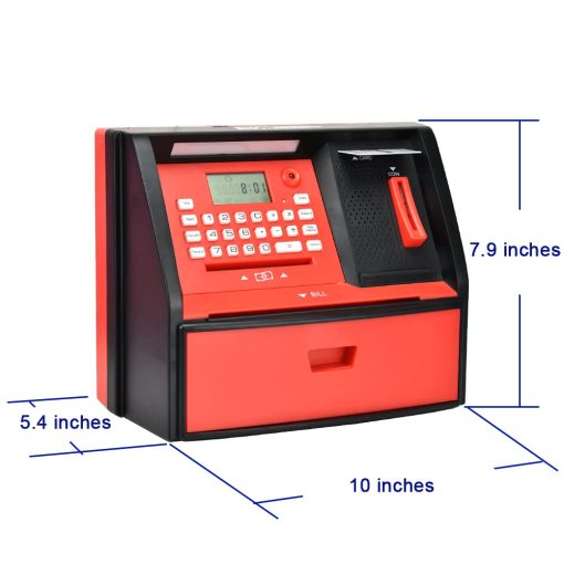 ATMBnk Alcancia Interactiva de ATM para Ninos, Juguete Seguro para Ahorrar Dinero con Proteccion de Contrasena, Reconocimiento de Monedas, Insercion de Billetes, para Ninos y Ninas de 5 a 12 anos (Azul/Plateado) - Imagen 2