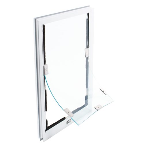 Puerta para gatos y perros para puertas de pantalla | Solapa unica | Marco de 1/2" solo para puertas de pantalla | Instalacion profesional requerida | Marco resistente de aluminio extruido | Esquinas reforzadas con acero | Aire fresco adentro, bichos afuera! | Puerta para mascotas Hale
