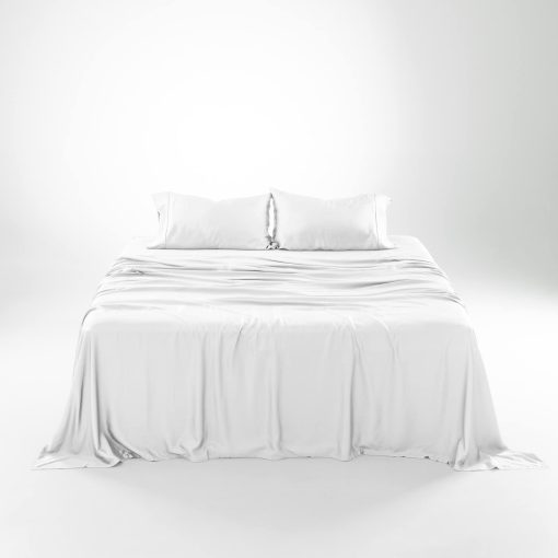 Juego de sabanas Split King de Olive + Crate para cama ajustable, 100% fibra de eucalipto Tencel certificada de Austria, Mejor que seda lino y algodon, Sabanas refrescantes para durmientes calurosos, Blanco Nieve (106" x 107") - Imagen 5