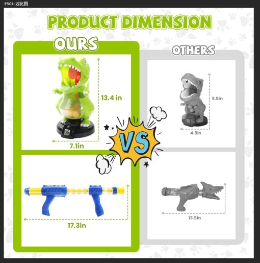 Juguete de Disparos de Dinosaurio EagleStone para Ninos de 5 6 7 8 9 Anos, Juegos Electronicos de Objetivo para Ninos con Pistola de Aire, Registro de Puntuacion LCD, Sonido, 24 Bolas de Espuma, Regalo de Fiesta de Cumpleanos, Regalos de Navidad para Ninos Pequenos - Imagen 5