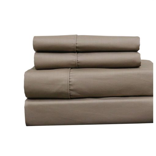Juego de Sabanas Royal Hotel Bedding de 650 Hilos - Sabanas sin Arrugas - Bolsillo Profundo, Mezcla de Algodon, Sabanas de Saten, Hipoalergenicas, 4 Piezas - Queen - Taupe - Imagen 2