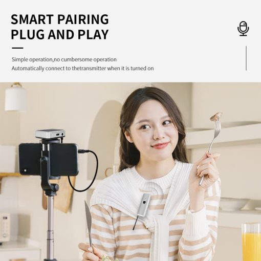 Microfono de solapa inalambrico G-MARK GO 360, Microfonos de solapa inalambricos de 2,4 GHz de doble canal con monitoreo en tiempo real del oido, ajuste de ganancia y silencio para entrevistas, vlogs, telefonos, camaras - Imagen 6